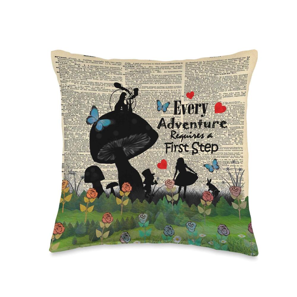 1105 Every Adventure Requires a First Step - Alice In Wonderland Throw